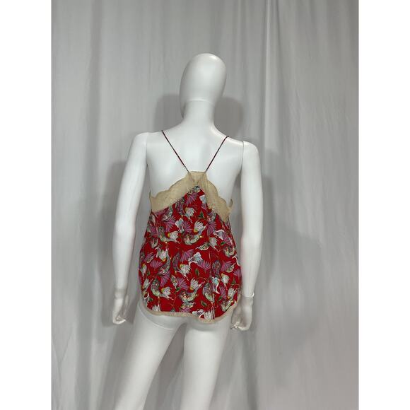 Zadig & Voltaire 'Christy' Pink Lace Trimmed Silk Print Camisole Size XS - Picture 3 of 5